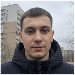 Синтетический портрет мужчины на парковке у автомобиля