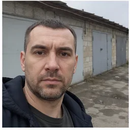 Синтетический портрет мужчины у гаражных ворот